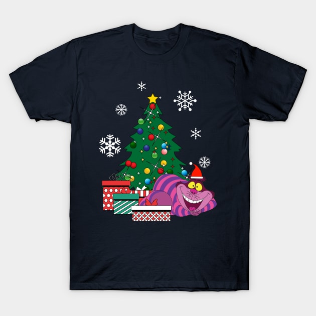 Cheshire Cat Around The Christmas Tree Wonderland T-Shirt by Nova5